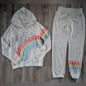 GAP Kids White Rainbow Hoodie and Joggers Set, 14-16Y XXL (X1)